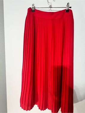 J Crew Red Pleated Midi Skirt - Women sz 8 NWT